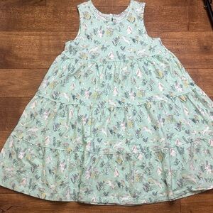 Ruffle Butts Sz 8 Girls' Mint Floral Tiered Sundress Spring Easter Birds Bunnies